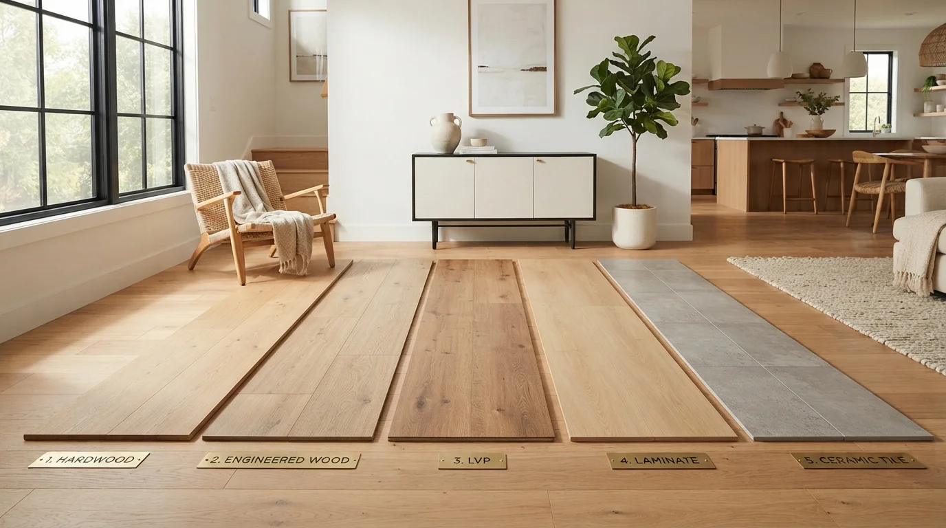 Flooring Materials Compared: Hardwood, Engineered Wood, LVP, Laminate, and Tile