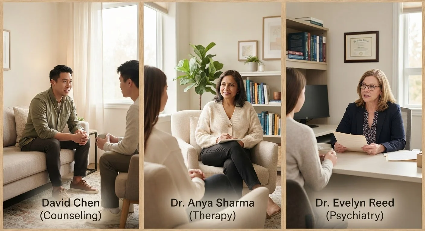 Therapy, Counseling, and Psychiatry: Understanding the Differences